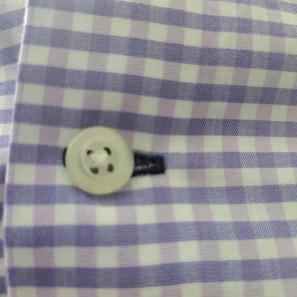 Banana Republic Non-Iron 100% Cotton Stretch Camden Fit Purple Gingham Size Med